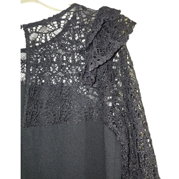 NWT Lilly Pulitzer Karolina Dress in Onyx Black 00 LBD Ruffle Lace Long Sleeves - Picture 8 of 11